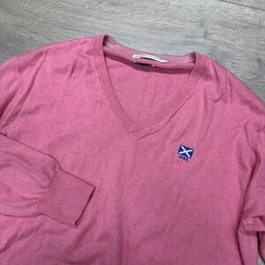 Peter Millar St Andrew's Golf Club V Neck Sweater Sz L FLAW Cashmere Blend